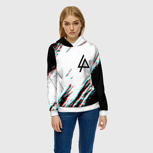 Женская толстовка Linkin park краски глитч / 3D-Белый – фото 3