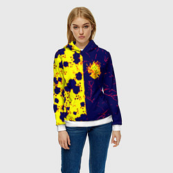 Толстовка-худи женская Cyberpunk лого текстура, цвет: 3D-белый — фото 2