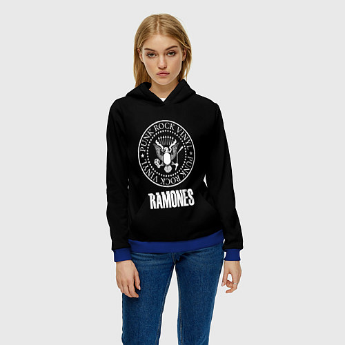 Женская толстовка Ramones rock logo / 3D-Синий – фото 3