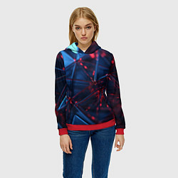 Толстовка-худи женская Абстрактные треугольные элементы, цвет: 3D-красный — фото 2