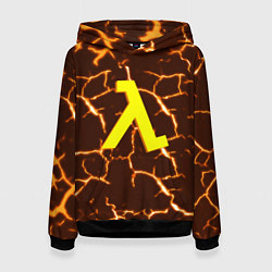 Толстовка-худи женская Half life разломы блэк меса, цвет: 3D-черный