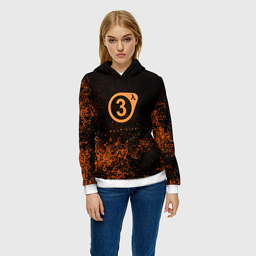 Женская толстовка Халф лайф брызги красок оранж / 3D-Белый – фото 3