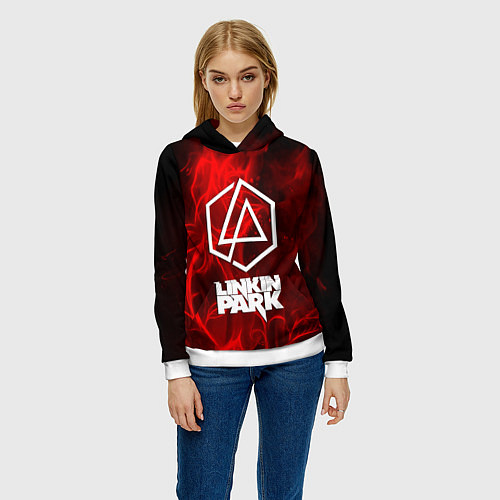Женская толстовка Linkin park fire flower / 3D-Белый – фото 3