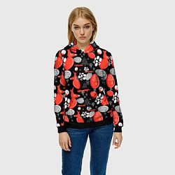 Толстовка-худи женская Лисицы паттерн цветной, цвет: 3D-черный — фото 2