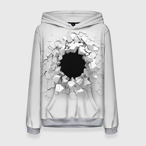 Женская толстовка Взрыв стены изнутри / 3D-Меланж – фото 1