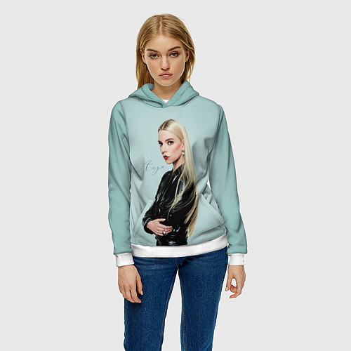 Женская толстовка Anya Taylor - Joy - actress / 3D-Белый – фото 3