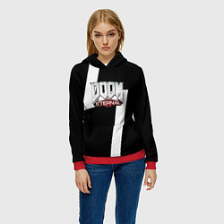 Толстовка-худи женская Doom eternal geometry white, цвет: 3D-красный — фото 2