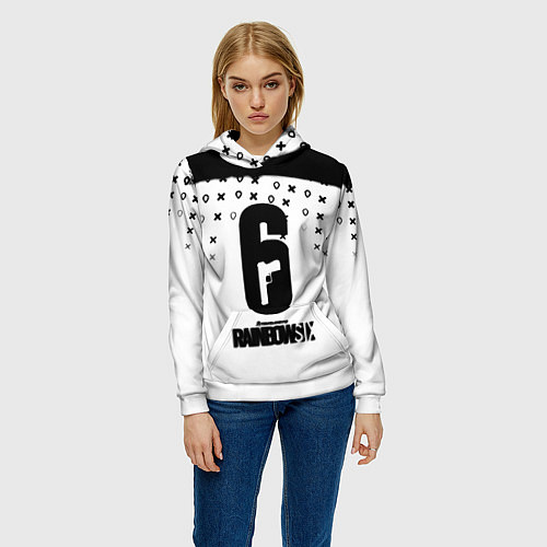 Женская толстовка Rainbox six game pattern / 3D-Белый – фото 3