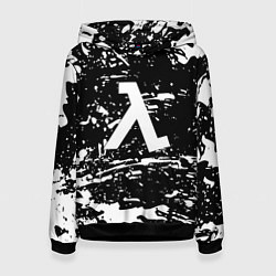 Толстовка-худи женская Half life краски белые игра, цвет: 3D-черный