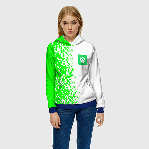 Женская толстовка Xbox кислотные зеленые краски / 3D-Синий – фото 3