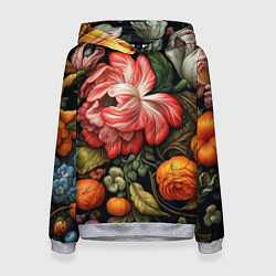 Толстовка-худи женская Набивной рисунок, цвет: 3D-меланж