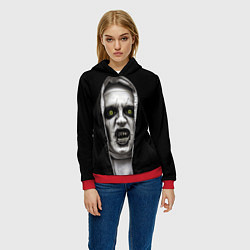 Толстовка-худи женская Ужасная монашка, цвет: 3D-красный — фото 2