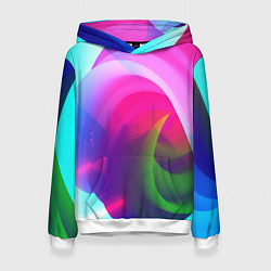 Толстовка-худи женская Неоновая абстракция градиент, цвет: 3D-белый