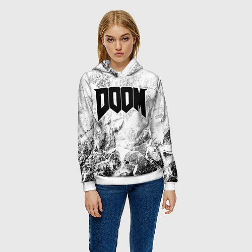 Женская толстовка Doom white graphite / 3D-Белый – фото 3