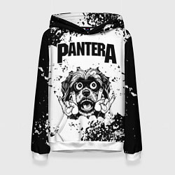 Толстовка-худи женская Pantera - рок пес, цвет: 3D-белый