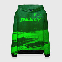 Толстовка-худи женская Geely - green gradient посередине, цвет: 3D-черный