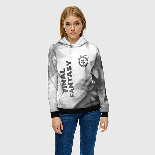 Женская толстовка Final Fantasy - white gradient вертикально / 3D-Черный – фото 3