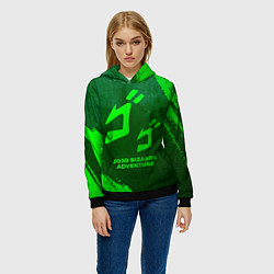 Толстовка-худи женская JoJo Bizarre Adventure - green gradient, цвет: 3D-черный — фото 2