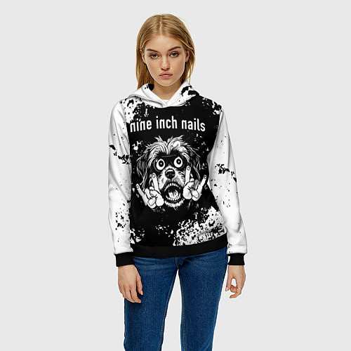 Женская толстовка Nine Inch Nails рок пес / 3D-Черный – фото 3