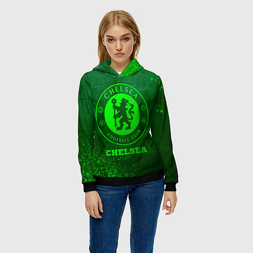 Женская толстовка Chelsea - green gradient / 3D-Черный – фото 3