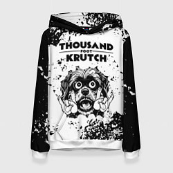 Толстовка-худи женская Thousand Foot Krutch - рок пес, цвет: 3D-белый