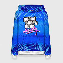 Толстовка-худи женская GTA vice city тропики, цвет: 3D-белый