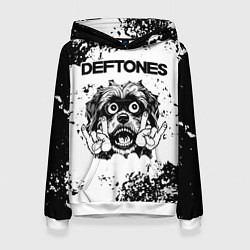 Толстовка-худи женская Deftones - рок пес, цвет: 3D-белый