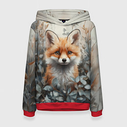 Толстовка-худи женская Грустный лисёнок, цвет: 3D-красный