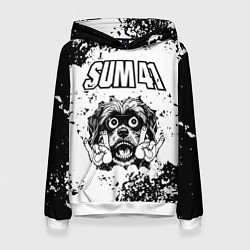 Толстовка-худи женская Sum41 - рок пес, цвет: 3D-белый