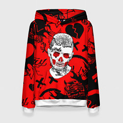 Толстовка-худи женская Lil Peep логотипы, цвет: 3D-белый