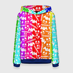 Толстовка-худи женская Marshmello rainbow, цвет: 3D-синий