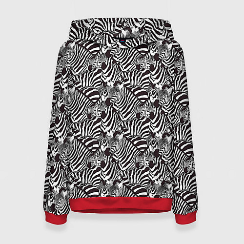 Женская толстовка Абстрактный черно-белый узор с зеброй / 3D-Красный – фото 1
