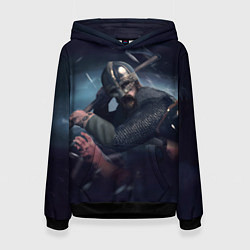 Толстовка-худи женская Викинг хускарл с секирой, цвет: 3D-черный