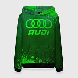 Толстовка-худи женская Audi - green gradient, цвет: 3D-черный