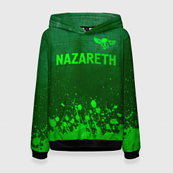 Толстовка-худи женская Nazareth - green gradient посередине, цвет: 3D-черный