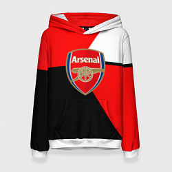 Толстовка-худи женская Арсенал лого геометрия, цвет: 3D-белый