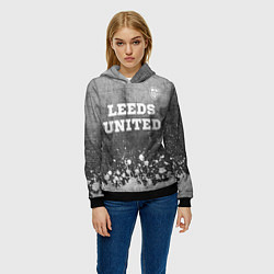 Толстовка-худи женская Leeds United - grey gradient посередине, цвет: 3D-черный — фото 2