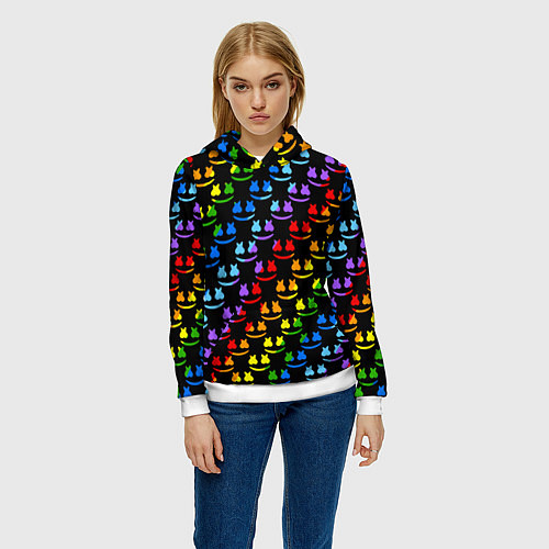 Женская толстовка Marshmello dj colors / 3D-Белый – фото 3