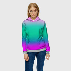 Толстовка-худи женская Градиент цветной, цвет: 3D-меланж — фото 2