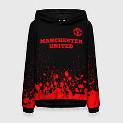 Толстовка-худи женская Manchester United - red gradient посередине, цвет: 3D-черный