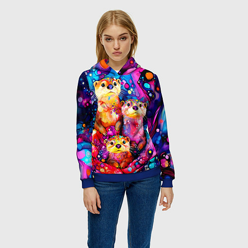 Женская толстовка Три выдры / 3D-Синий – фото 3