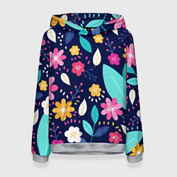 Толстовка-худи женская Абстракция цветочный фон, цвет: 3D-меланж