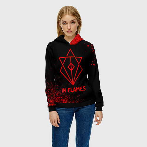 Женская толстовка In Flames - red gradient / 3D-Черный – фото 3