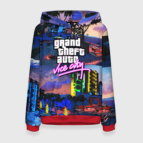 Женская толстовка GTA vice city коллаж / 3D-Красный – фото 1