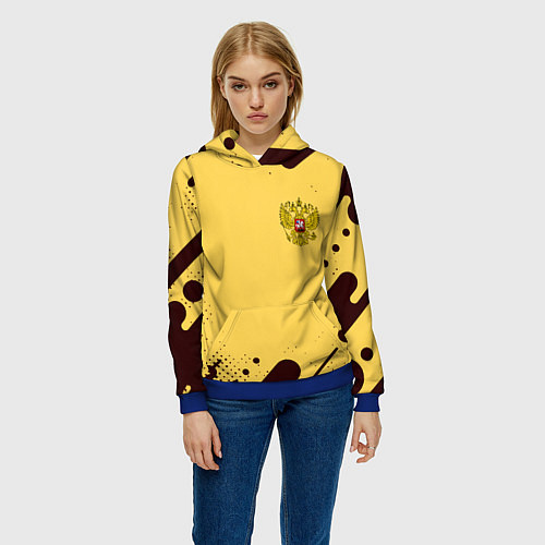 Женская толстовка Герб РФ текстура ретро / 3D-Синий – фото 3