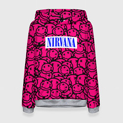 Толстовка-худи женская Nirvana pink logo, цвет: 3D-меланж