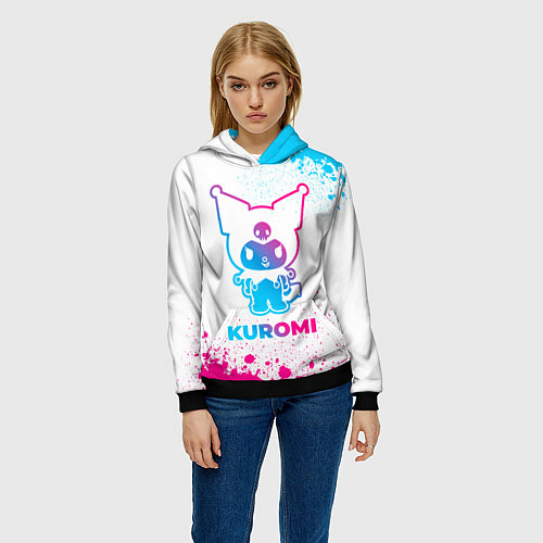 Женская толстовка Kuromi neon gradient style / 3D-Черный – фото 3