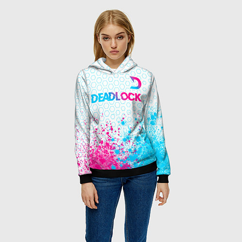 Женская толстовка Deadlock neon gradient style посередине / 3D-Черный – фото 3