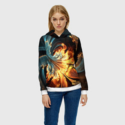 Толстовка-худи женская Абстрактный фрактал, цвет: 3D-белый — фото 2