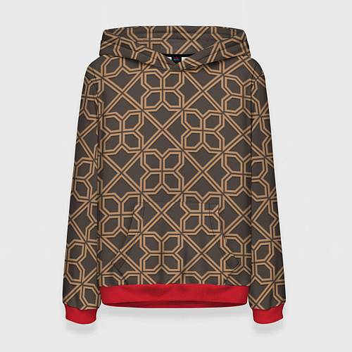 Женская толстовка Геометрический узор коричневый / 3D-Красный – фото 1